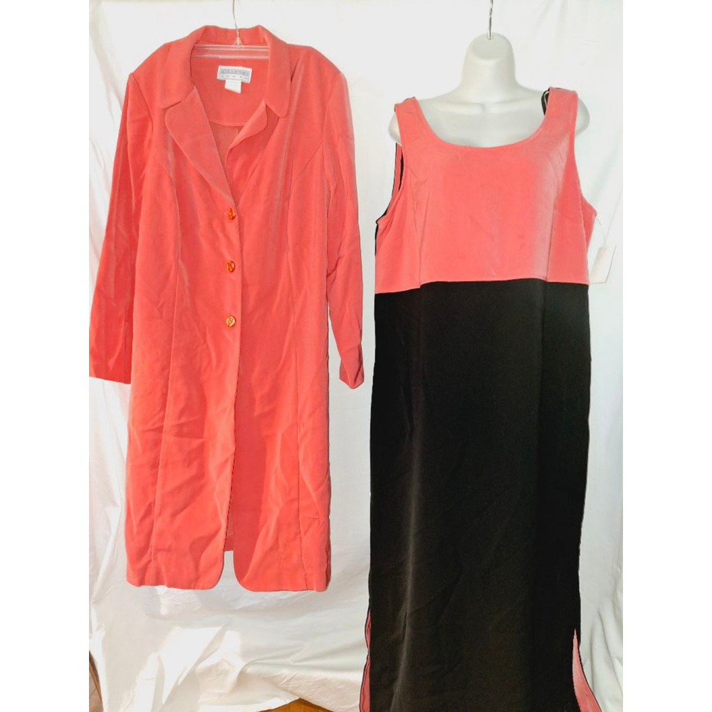 Elegant Coral and Black Dress Set